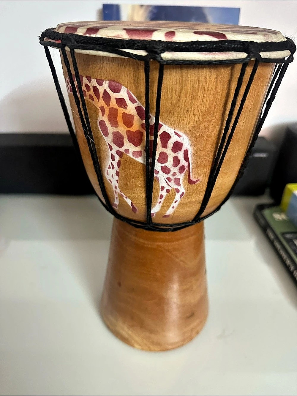 Giraffe Djembe Drum in Brown & Red